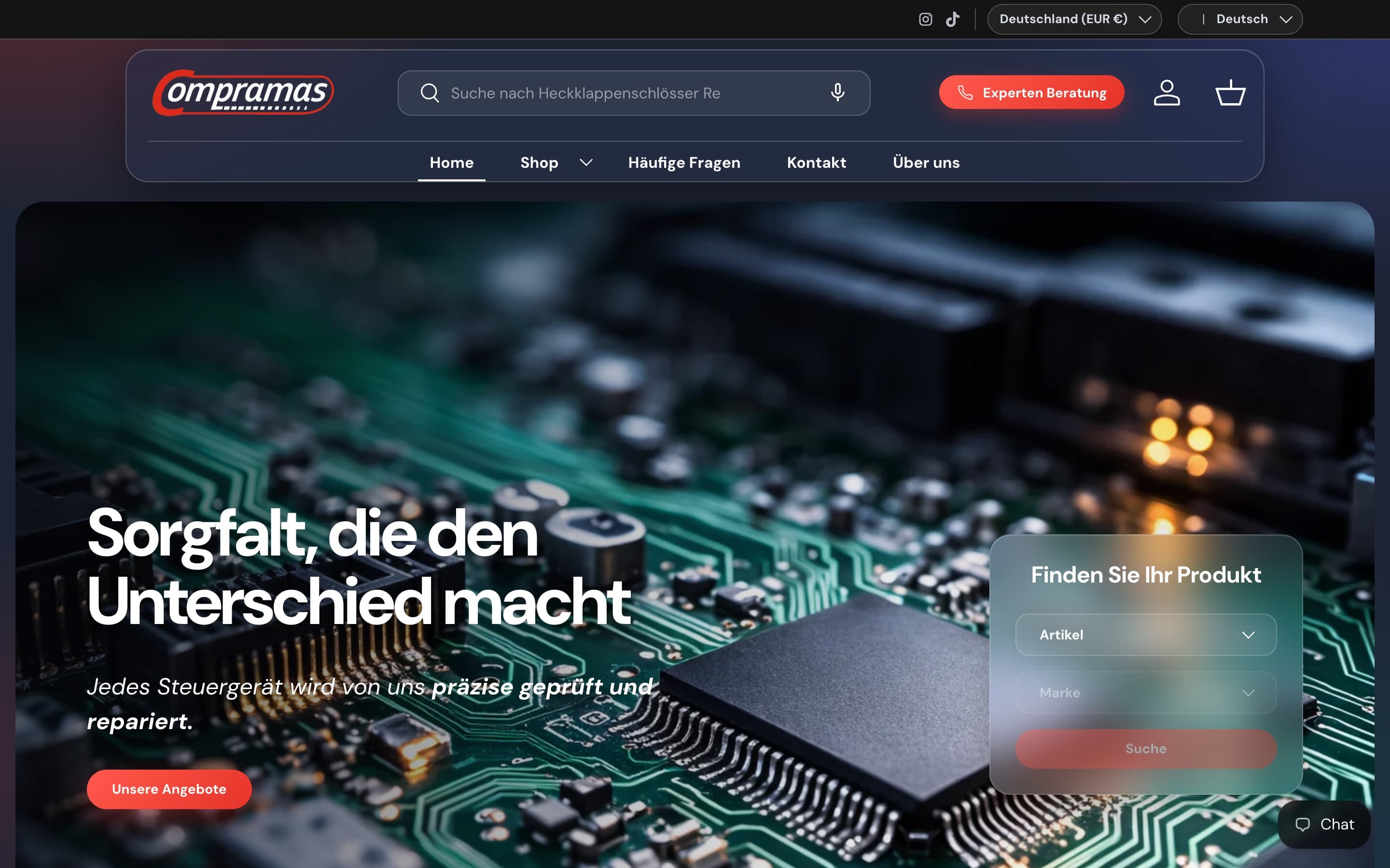 Startseite von compramas-shop.de auf Desktop und Smartphone